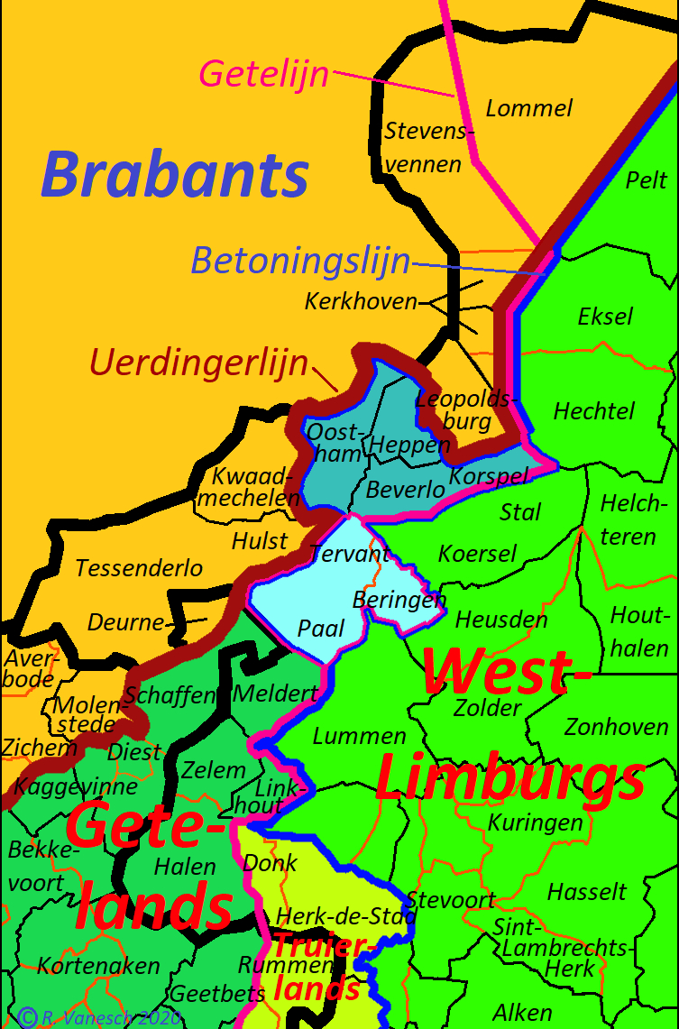 isoglossen rond Paal