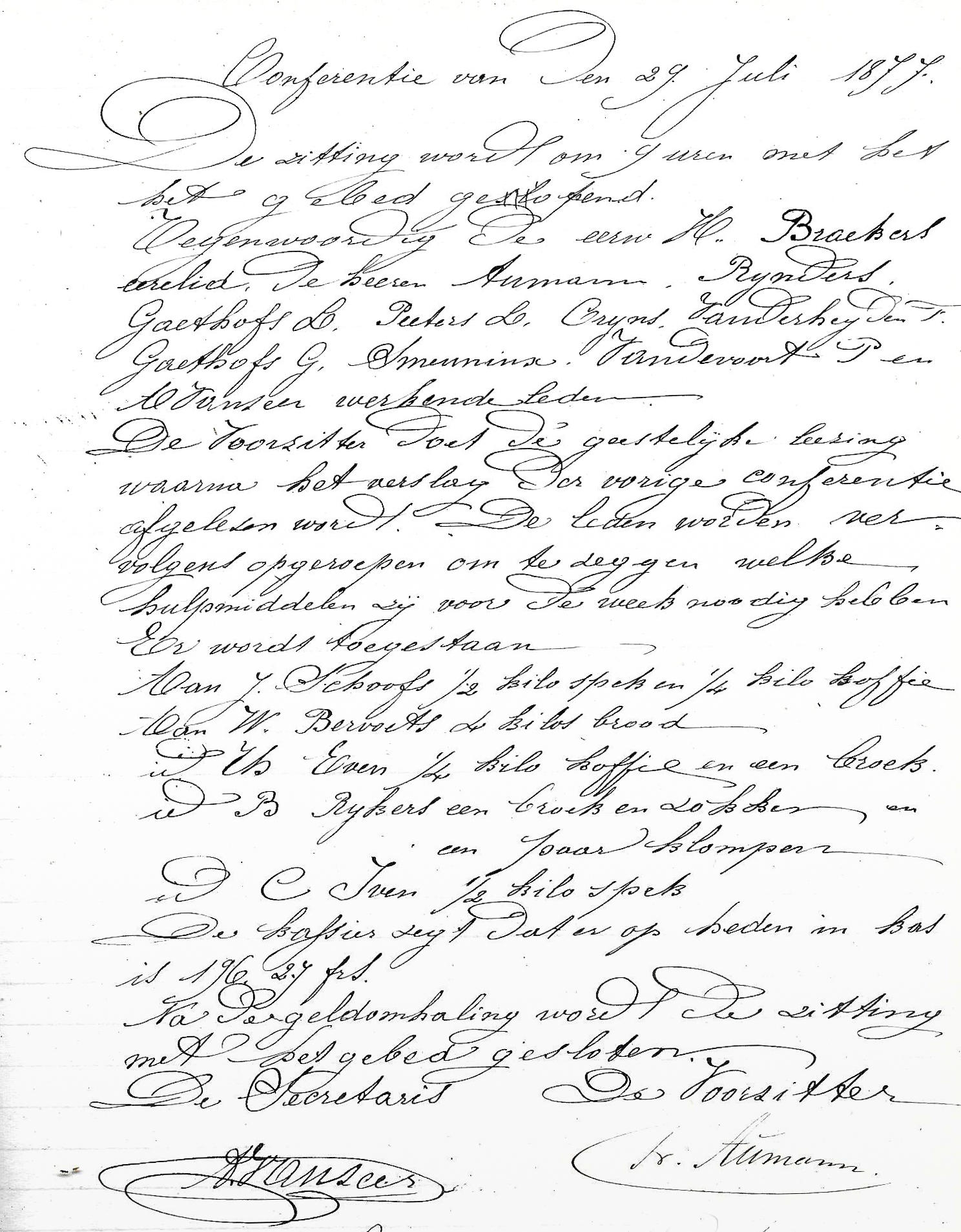 Sint VincentiusConferentie 29 juli 1877
