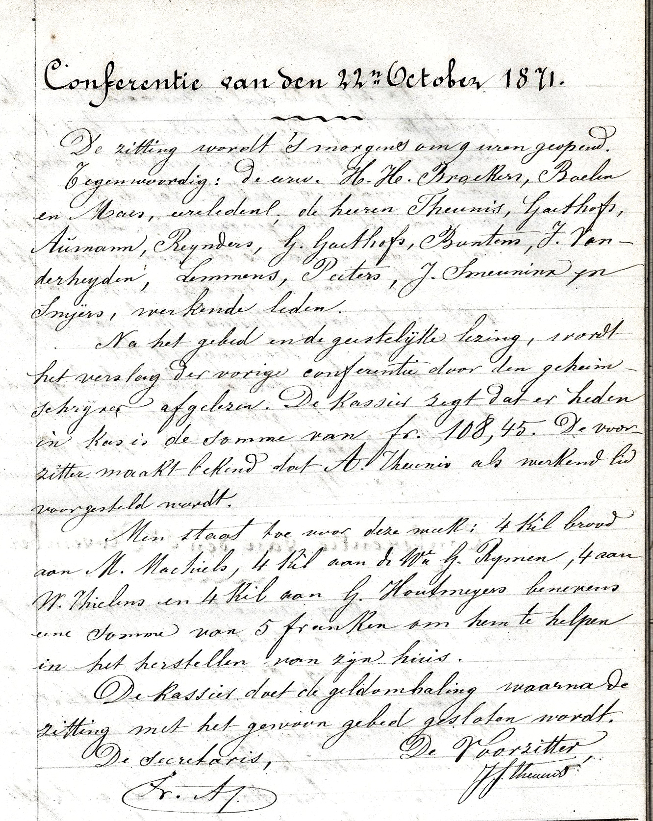 Sint VincentiusConferentie van den 22en oktober 1871