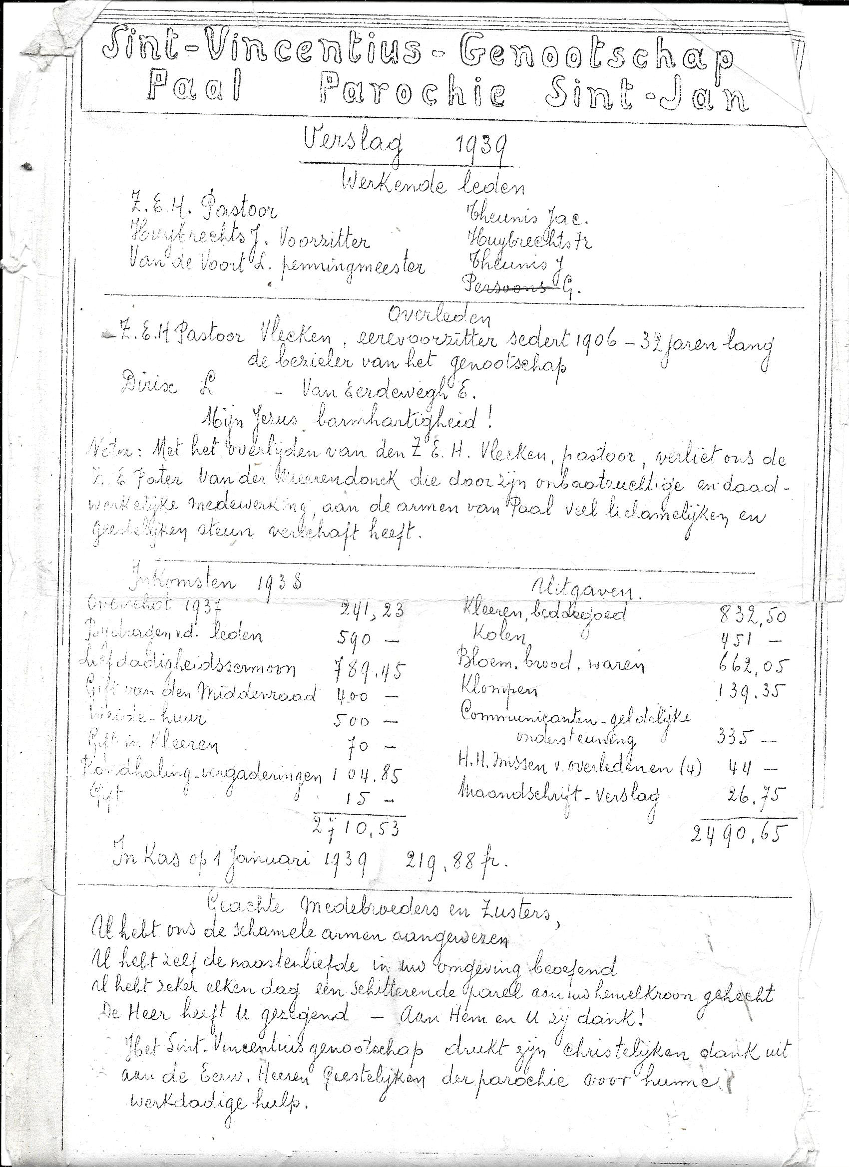 Sint Vincentius Verslag 1939 1